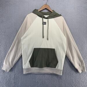 Under Armour Sweatshirt Men's medium Tan Cream Green Hoodie Pullover Two Tone